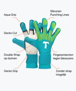 T1TAN Rebel 2.0 Sky Blue Junior Pro (FP)-Kinderen Met Fingersave|Keepershandschoenen Voor Kinderen