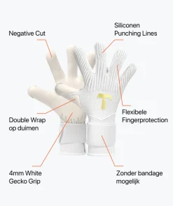 T1TAN Rebel 2.0 White-Out Junior Pro (FP)-Kinderen Met Fingersave|Keepershandschoenen Voor Kinderen